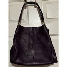 Coach Leather Pebble Hobo Shoulder Bag - Purple - Gold Hardware