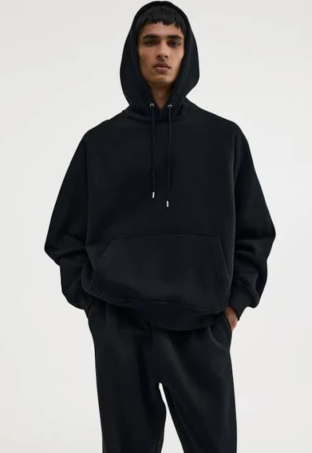 Men h&m Black Oversized Sweatshirt Hoodie
