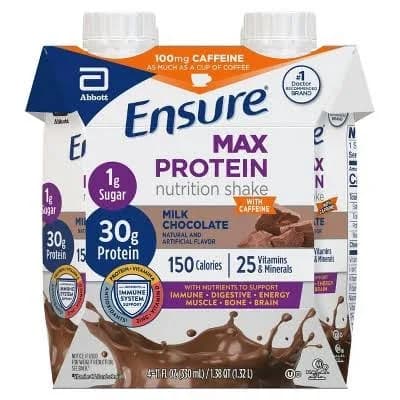 Ensure Max Protein Nutrition Shake Milk Chocolate with Caffeine 11 fl oz