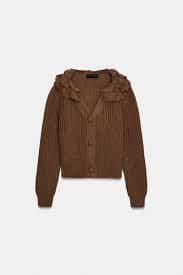 FLORAL TEXTURED CARDIGAN - Brown | ZARA Mexico