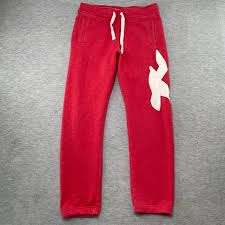 Hollister Sweatpants Women M Red Bird Logo Preppy Drawstring Y2K Pockets | eBay