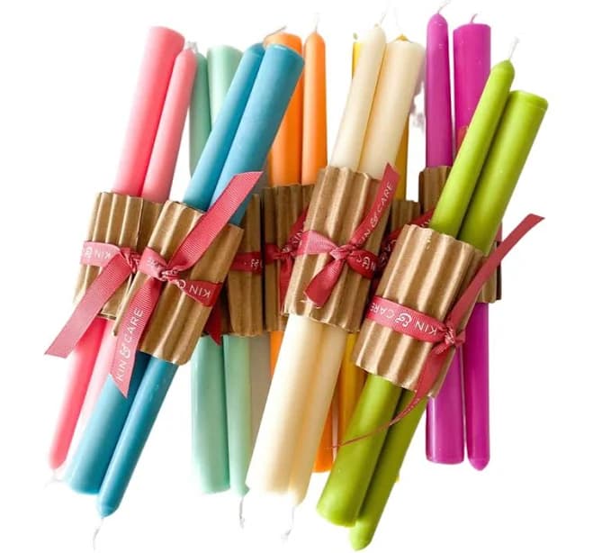 Wax Taper Candle Set Mustard