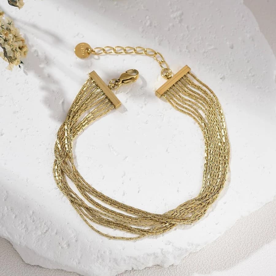 Adjustable Gold Filled Stainless Steel Multi Strand Bracelet