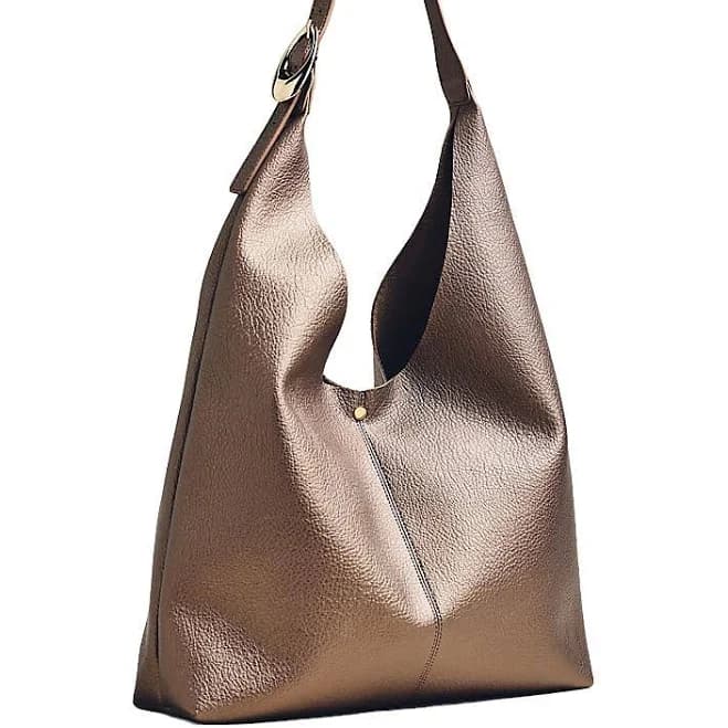 Anthropologie The Love Knot Slouchy Buckle Bag - Bronze Metallic