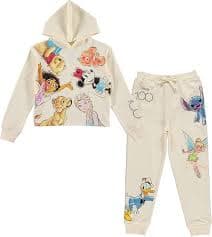 Celebrating 100 Years of Disney Magic with Our Girls' Cropped Hoodie and Jogger Set - Sizes 4-16, Ivory, 6 : Amazon.com.au: Clothing, Shoes & Accessories