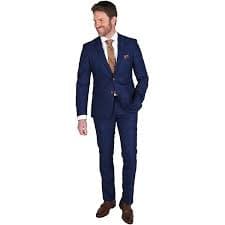 YZHEN Men's Slim Fit 2 Piece Suit Double Breasted Business Wedding Prom Suits Jacket Tux Vest & Trousers Navy Blue at Amazon Men's Clothing store