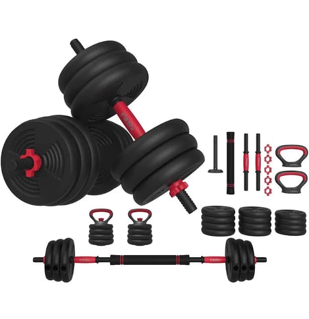 Fitrx SmartBell Gym, 60 lbs. 4-in-1 Adjustable Interchangeable Dumbbell, Barbell, and Kettlebell Weight Set