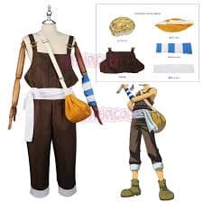 Anime UUsopp Cosplay Costume Brown Rompers Uniform T-shirt Scarf Full Set Adult Man Carnival Halloween Suit 5PCS Accessories - AliExpress 200000532