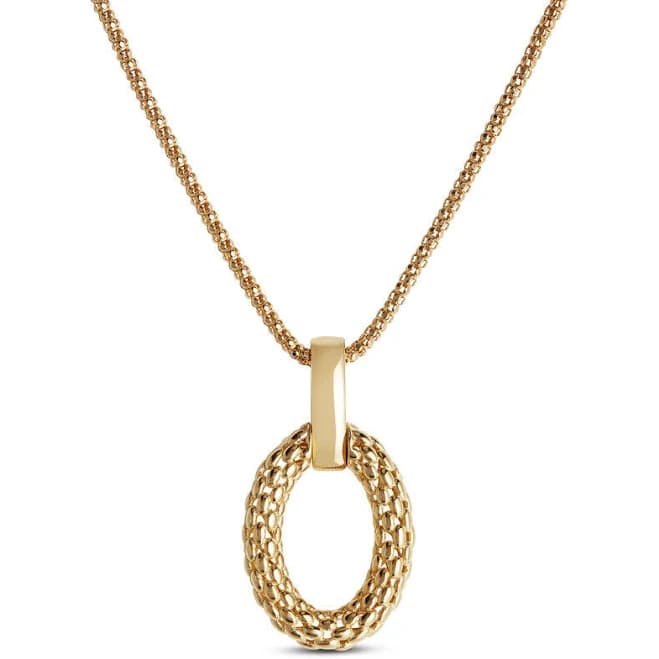 Toscano Women's 14K Yellow Gold Textured Oval Drop Pendant