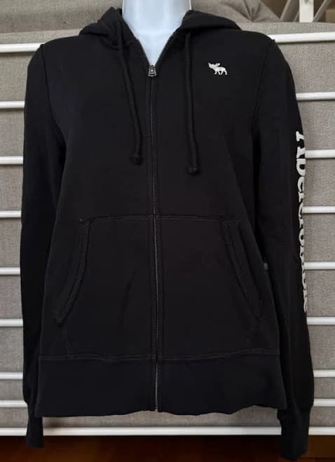 Abercrombie & Fitch Women’s Full Zip Logo Black Hoodie Sweatshirt