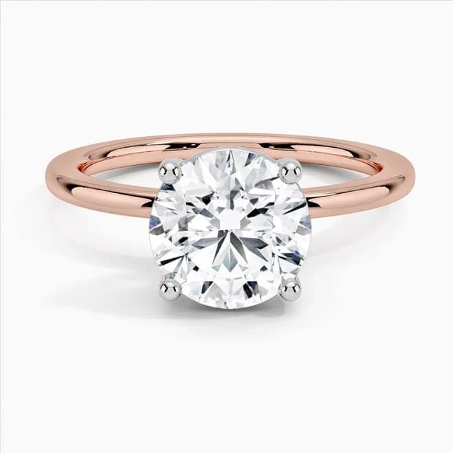 Mixed Metal Perfect Fit Solitaire Engagement Ring Cut Lab Diamond