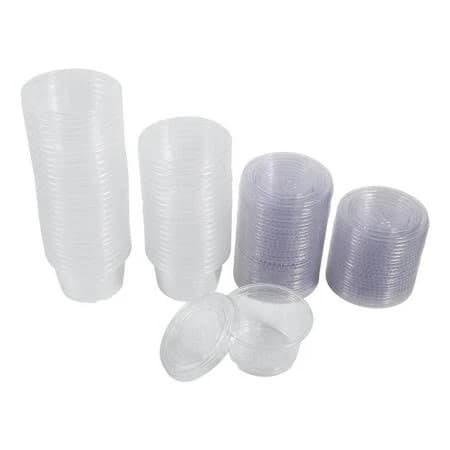 Walfront Disposable Cups Plastic Clear Chutney Sauce Cups Food Takeaway Hot