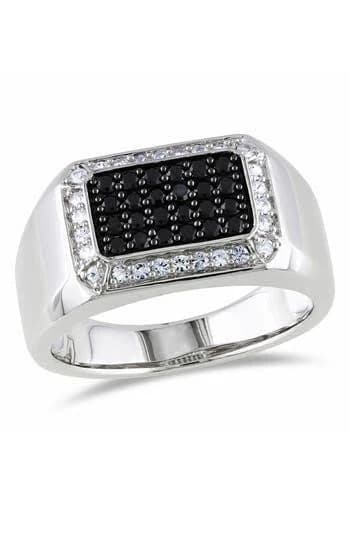 Delmar Men's Sterling Silver White Sapphire Halo Pavé Ring