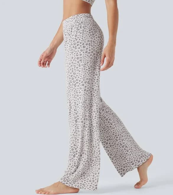 Halara High Waisted Wide Leg Leopard Print Lounge Pants