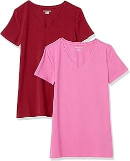 Women's Regular-Fit Short-Sleeve T-Shirt (Crewneck and V-Neck Options), Multipacks