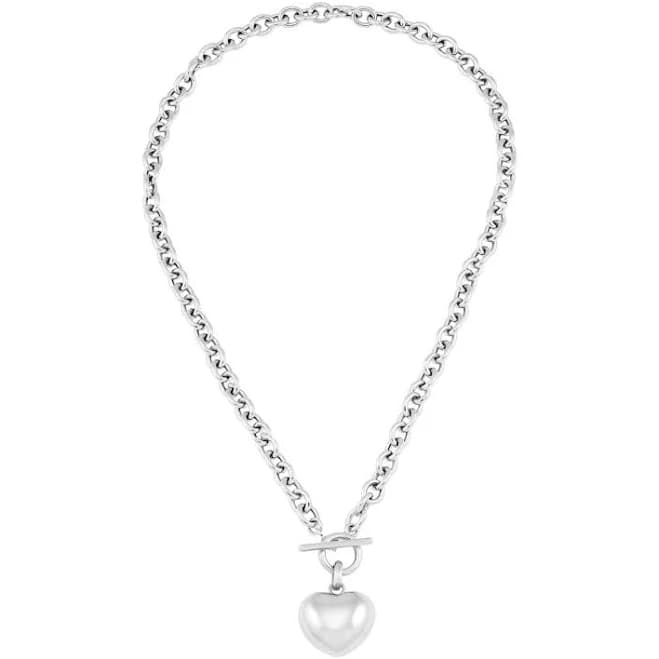 Sterling Silver Puffy Heart Toggle Pendant Necklace