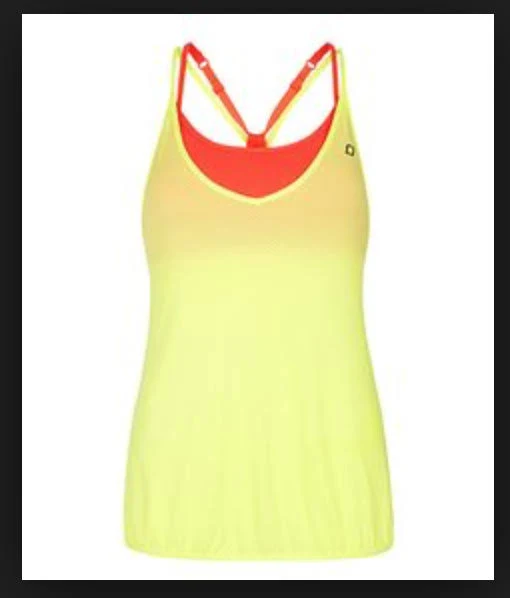 LORNA JANE ATHLETIC TOP BRA NEON YELLOW AND RED SMALL YOGA GYM WOMAN