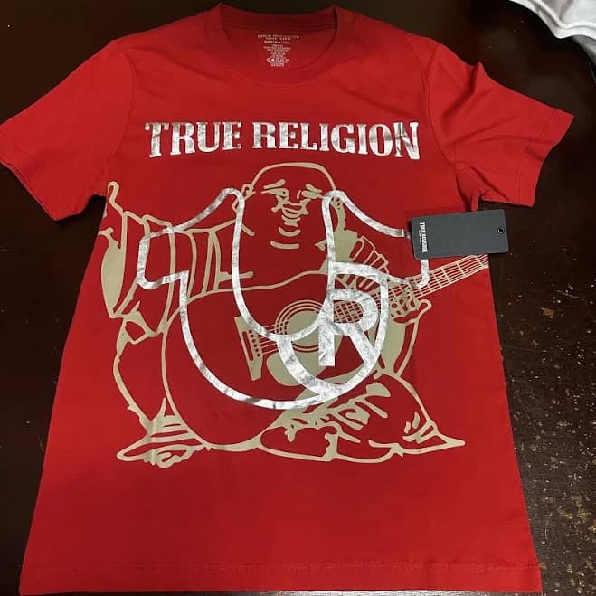 True Religion Men's Registered Horseshoe Metallic Buddha T-Shirt