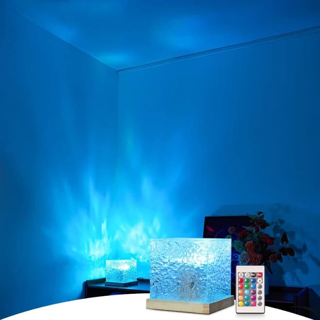 Ocean Wave Projector Light, 16 Color Gradual Rotating Flame Water Lamp, Northern Lights Aurora Projector, 3D Northern Lights Wave Night Light with