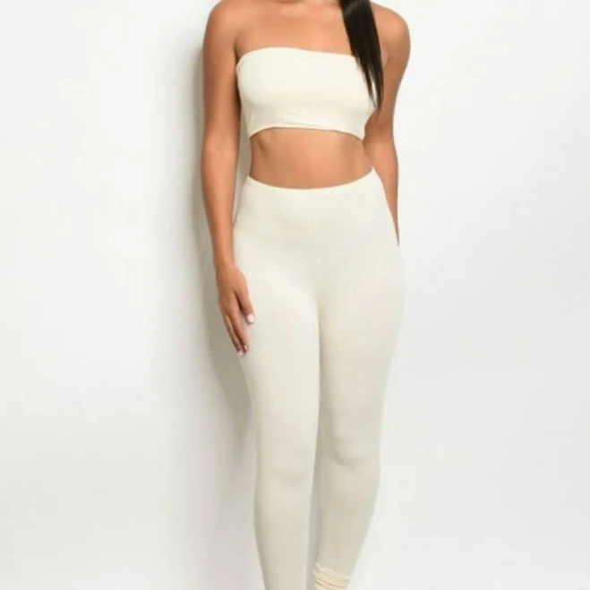 Audrey 3+1 Stretchy Soft Bandeau Tube Top & Leggings Set