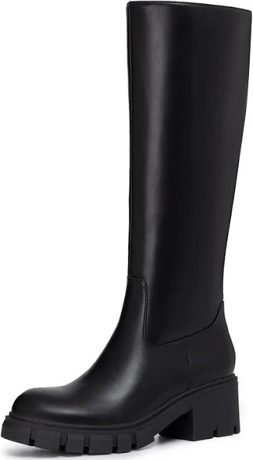 Women's Platform Knee High Boots Round Toe Chunky Lug Sole Boots W/