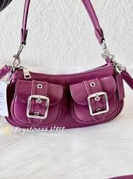 NWT Coach Ashton Baguette Bag Patent Leather CV943 Silver/Pink Fast Shipping | eBay