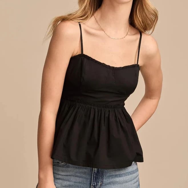 Lucky Brand Women's Ruched Corset Cotton Cami Top
