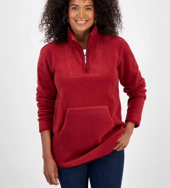 Style & Co. Women's Polar Fleece Quarter-Zip Mock-Neck Sweatshirt