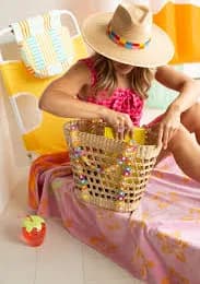 Beaded Straw Tote