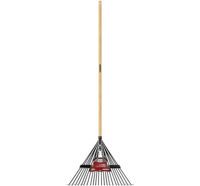The Home Depot Husky 53 in. Long Wood Handle 22 in. Steel Leaf Rake