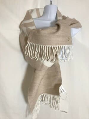 NWT CALVIN KLEIN Womens Cream Tan Winter Scarf Wrap Shawl Muffler BEAUTIFUL ! | eBay