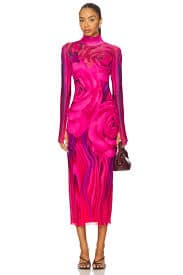 AFRM Shailene Midi Dress in Fuchsia Rose | REVOLVE