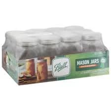 Ball Wide Mouth Clear Glass Canning Quart Mason Jars with Lids (12 Pack)