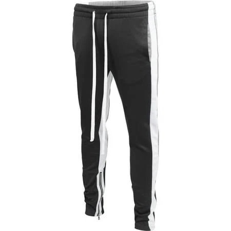 Ma Croix Mens Stripe Track Pants Three Tone Color Block Skinny Fit Stretch Casual Elastic Athletic Training Slim Joggers
