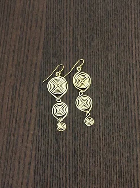 Hammered Surgical Steel Wire Spiral Drop Earrings