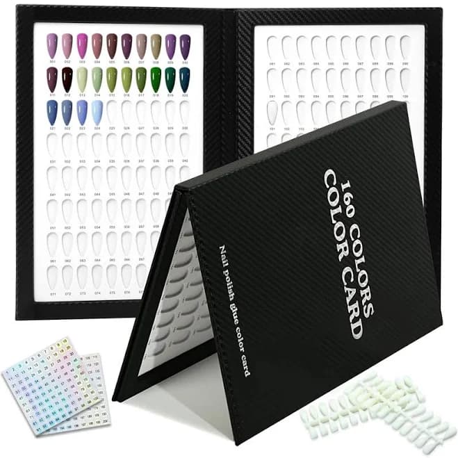 160 Nail Color Display Book,leather Nail Color Swatches Book With 240