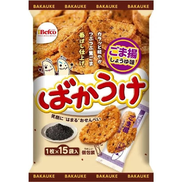 Befco Bakauke Rice Crackers Fried Sesame & Soy Sauce / 15 Pcs