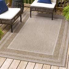 JONATHAN Y Beckett Classic Casual Border Stripe Beige/Cream 5 ft. x 8 ft. Indoor/Outdoor Area Rug TSN208A-5 - The Home Depot