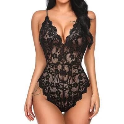 Avidlove Women Teddy Lingerie One Piece Babydoll Bodysuit Romper-Black-XXL