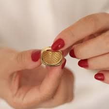 14k Gold Chunky Rectangular Dome Ring | Thick Statement Band - Etsy