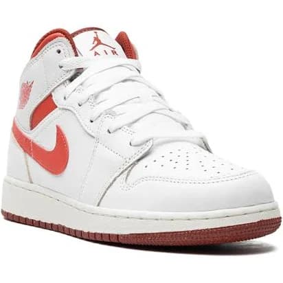 Jordan Kids - Air Jordan 1 Mid SE "White/Dune Red" sneakers - kids - Rubber/Leather/Fabric - 7Y