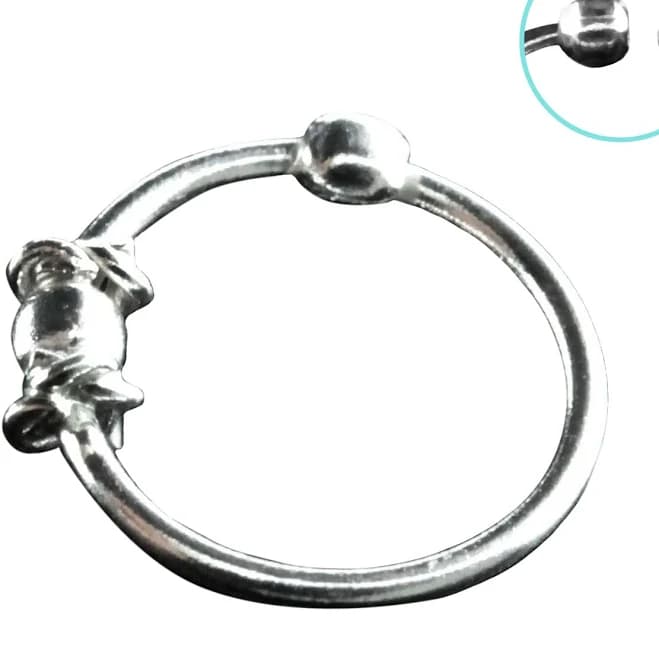 925 Sterling Silver Tribal Bead Nose Hoop Ring