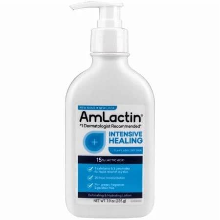 Am Lactin Rapid Relief Restoring Body Lotion – 7.9 Oz Pump Bottle – 2 In 1 Exfoliator And Moisturizer With Ceramides And