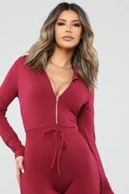 Jump Around Lounge Jumpsuit - Burgundy | Fashion Nova