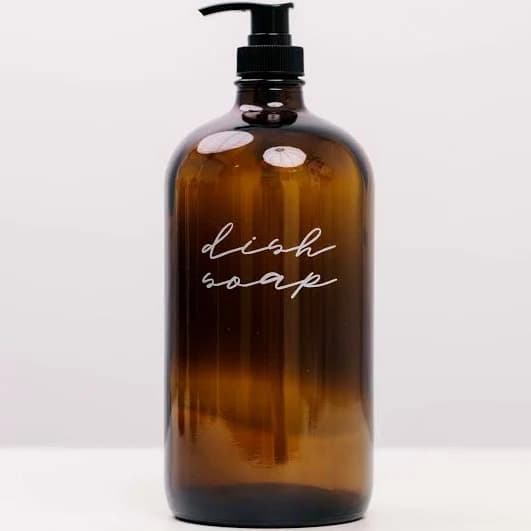 Glass Amber Liquid Pumps Dish Soap