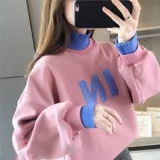 New Winter Fashion Process Plush Thickened Half High Neck Loose Versatile Splice Fake Two Piece Casual Lazy Women's Sweater - AliExpress