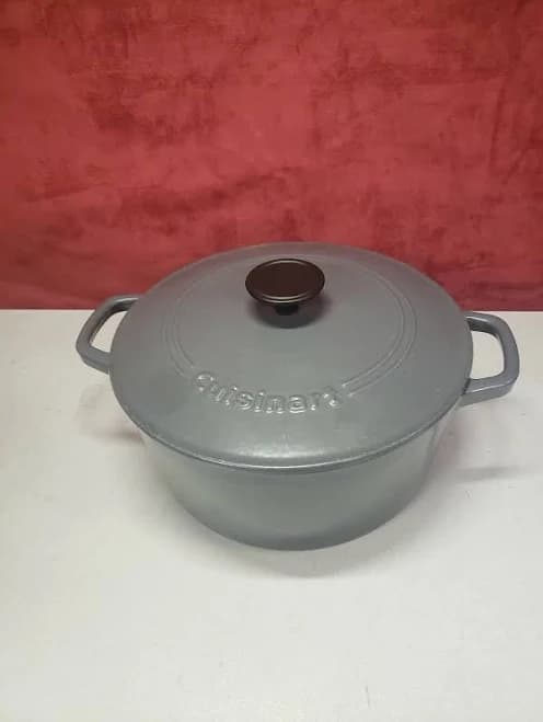 Cuisinart 5 Quart Grey Enamel Over Cast Iron Dutch Oven Cooking Pot