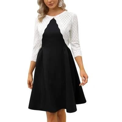Clearlove Women's Elegant 3/4 Sleeve Cropped Lace Knit Cardigan