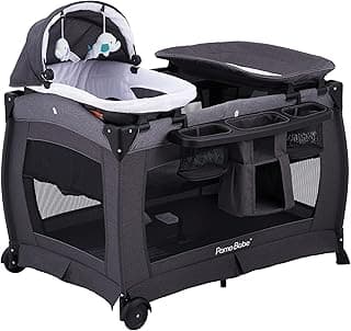 Pamo Babe Portable Playpen Foldable Playard for Baby and Toddler Mattress, Changing Table for Newborn Portable Playard