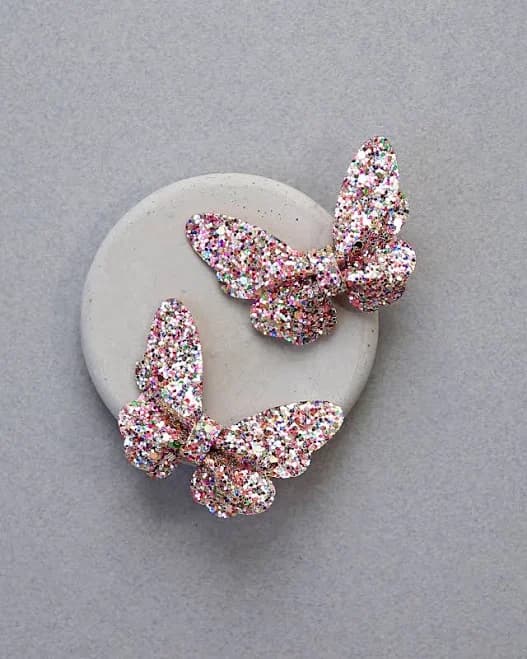 Glitter Butterfly Sequin Bow Clip Set